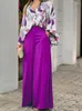 Women's Two Piece Pants Casual Loose Sets Summer Vintage Boho Print Shirt Wide Leg Female Suits 2023 Fashion Elgant Lady Outfits