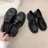 Designer British French Casual Women Shoes Loafers Retro Single Shoes Black Thick Bottom Women Casual Shoes Chunky Heeled Small Leather Shoes