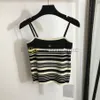 Kvinnliga brev broderade Camis Fashion Stripe Knits Top Summer Breattable Gym Vest Woman Sport Tops