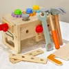 Toddlers için ahşap alet seti, model binayı bloke eder, oyun öğrenme oyuncakları aracı seti inşaat aksesuarları hediyesi