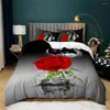 Set di biancheria da letto Tema di nozze Rosa Cinese all'ingrosso Tessili per la casa Trapunta Set di cattiva copertura Sposare Decorazione Biancheria da letto Hd 5D Fiore rosso