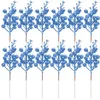 Decorative Flowers 12Pcs Artificial Berry Stems Christmas Berries Foam Glitter Branches Tree Ornaments Wreath