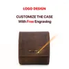 Watch Boxes Crazy Horse Case Single Oil Coated Leather Travel Removable Convenient Storage Roll Free Custom Logo