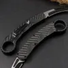 Ny Micro Tech Auto Karambits Knife 2.87 "5CR15MOV Stålblad Kolfiberhandtag Camping Outdoor Tactical Combat Self-Defense Claw Knives EDC Pocket Tool