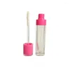 Vorratsflaschen 6,5 ml leere Kunststoff-Lipgloss-Tube, rosa, schwarz, weiße Kappe, runde Lipgloss-Behälter, Tuben, klare Flasche, 25 Stück