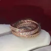 trinity ring drie kleuren voor vrouw ontwerper Maat 678 voor man diamant T0P kwaliteit 925 zilver officiële reproducties merk ontwerper kristal premium geschenken 001