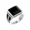 316 stainless steel men's masonic retro silver gold rings with black cz gemstone free mason ring jewelryJewelry For Men