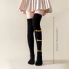 Women Socks Long Over The Knee Stockings Solid Color Comfortable Slimming Knitted Female Woolen Foot Leg Warmer