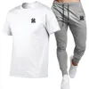 Tute da uomo Abbigliamento da uomo Pantaloni casual da uomo in puro cotone ventilato Set di pantaloni Tshirt 230403