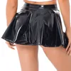 Skirts Women Adults Sexy Glossy Patent Leather Flared Skirt Clubs Dance Performance Invisible Zipper ALine Mini Clubwear 230403