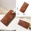 محفظة جلد البقر من الجلد Trifold Wallet Long Pu Pure Hasp Hasp Phone Bag Girl Card Pouch