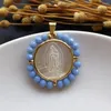 Colares pendentes 10pcs/lote 30mm Virgem natural de Guadalupe Mother Pearl Shell Charms para colar