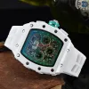 AAA 6-Pins جميع العمل أوتوماتيكي تاريخ الساعات Luxury Limited Men's Watch Battery Luxury Quartz Wristwatch Silicone Slit RM010