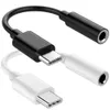 Tipo c Cables de teléfono celular Macho a 3.5MM Jack Adaptadores de cable de audio hembra para samsung htc teléfono android Blanco Negro