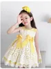 Girl Dresses Spanish Princess Dress Baby Birthday Lolita Yellow Fluffy Flower Girls Eid Festival