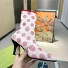 Средняя женщина дизайнер-сапоги на каблуках вязаные лодыжки квадратные носки для ботинок Martin Slip-On 052 GGITY