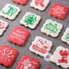 Moldes de cozimento Feliz Natal Cookies Stencil Cortador Bolo de Café Stencils Modelo Biscoitos Fondant Molde Ferramentas de Decoração Suprimentos