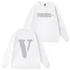 Vlone American Fashion Brand Brand Foodie Mens Womens Round Neck Cotton Big Big V Letter Street Street Street Street Hip Hop Tops Base