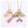 Arts And Crafts 2 Colors Kids Jewelry Mermaid Starfish Pendant Necklace Children Girl Long Chain Necklaces For Girls Gift M3901 Drop Dhcml