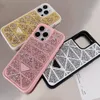 Glitter Phone Case Designers iPhone fodral för iPhone 15 Pro Max 14 Pro 13 13Pro 12 Pro Max 12Pro 11 Mobile Case Bling Bling Shiney Sequin Rhine Stone Triangle P Women Cover Cover