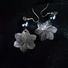 Boucles d'oreilles pendantes 2023 en nacre noire sculptée naturelle coquillage hawaïen fleur oreille goutte île bijoux