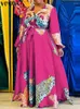 Plus Größe Kleider Frauen Kleid 2023 VONDA Sommer Vintage Gedruckt V-ausschnitt Casual Sommerkleid Lange Laterne Ärmel Belted Böhmischen Robe