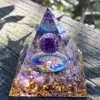 Estatuetas decorativas constelação presente energia resina pirâmide ametista cura árvore de cristal natural reiki chakra gerador orgonite quarto