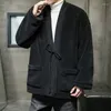 Herrjackor vinter japansk vintage taoist robe jacka mäns lös stor storlek kofta kinesisk stil lamm ull tang kostym hanfu