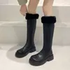 Bottes de neige pour femmes en hiver, bottes épaisses en peluche, longueur aux genoux, semelles épaisses, manches hautes, petite taille, nouvelle collection hiver 2024