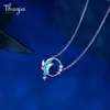 Thaya réel 925 argent cou 45 cm croissant collier pendentif zircone bleu clair pour les femmes élégant bijoux fins cadeau 210621278Q