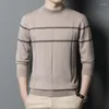 Suéteres de hombre de manga larga con cuello simulado y rayas