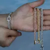 Urok Bracelets Design cienki CZ Cuban Link Bieged Paved Cubic Zirconia Hombster Zamknij Bring Bransoletę dla kobiet 231102