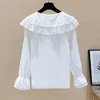 Kids Shirts Summer Baby Toddler Teen Girls Ruffles Lace Blouse White Short Sleeve Girl Shirt Kids Pullover Tops 6 8 10 12 Years 230403