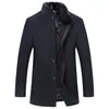 Misturas de lã masculina gola casaco de lã negócios casual engrossado no inverno jaqueta de tempo frio para homens à prova de vento parkas masculino 231102