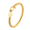361L Titanium rostfritt stål armband armband charm guld färg kabel tråd manschett hjärthänge armband för kvinnor flickor smycken q0281y
