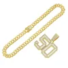 Collane a pendente hip hop ghiacciata full strass cotto di collegamento cubano gollo colore oro 50 collana per uomo donna rapper gioiello regalo