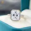 Custom 18k solid gold jewelry moissanite ring men vvs solitaire 3ct rectangular cut moissanite ring moissanite engagement ring