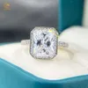 Aangepaste 18k massief gouden sieraden moissanite ring mannen vvs solitaire 3ct rechthoekig gesneden moissanite ring moissanite verlovingsring