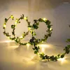 Sznurki kwiat zielony liść sznurki sztuczne winorośl bateria bateria zasilana choinką girland światło do wystroju domu