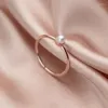 Cluster Rings Mode Simple Original 925 Sterling Silver Élégant Perle Ronde 585 Or Rose Couleur Mince Dainty Mignon Filles Femmes Bague