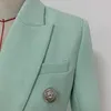 Damskie garnitury Blazers High Street Classic Baroque Designer Jacket Women's Metal Lion Buttons Dwumiastki Blazer Mint Green 231102