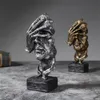 Dekorativa objekt Figurer Mini 3st Set Silence Is Gold Staty Harts Sculpture Figurer Office Home Decoration Desktop Decor Handmade Craft Modern Art 230403