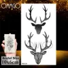 Temporary Tattoos OMMGO Geometric Elk Antlers Temporary Triangle Tattoos Round Arrow Deer Rhombus Tattoo Body Art Arm Black Fake 3D Tatoos Sticker Z0403