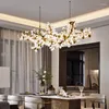 Żyrandole żyrandol do kuchennego salonu wystrój lampa wisząca biała szklana ginkgo drzewo liść oświetlenie sypialnia oświetlenie wewnętrzne