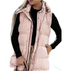 Gilets pour femmes Wepbel Femmes Manteaux Slim-Fit Solide Couleur Veste à capuche Veste d'extérieur Garder au chaud Fermeture à glissière Simple boutonnage Casual