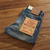 Jeans voor heren 14oz Zwaargewicht Zelfkant Denim Kleding Snor Gewassen Verontruste Retro Broek Vrijetijdskleding Broek Los taps toelopend