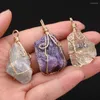 Pendant Necklaces Natural Stone Irregular Rock Quartz Amethysts Fluorite Pink Crystal Charms For Women Healing DIY Necklace Jewelry Making