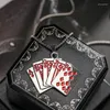 Pendant Necklaces Trendy Poker Flush Stainless Steel Necklace For Men Women Hip Hop Rock Kpop Fashion Jewelry Accessories Wholesale