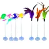 Cat Toys Metal Wire Spring Feather Toy Color Mouse With Bell Ball Pet Sucker Rods Stick Interactive Teaser