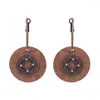 Boucles d'oreilles pendantes Style Vintage géométrique en bois naturel gland pour femmes Boho longues perles creuses Jhumka bijoux